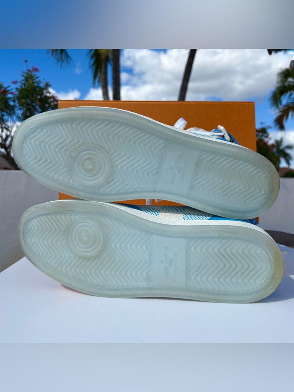 Louis Vuitton Blue Damier Sneaker Size 10 US 11 SS 22 High Top Calfskin MS0232 - Picture 14 of 17